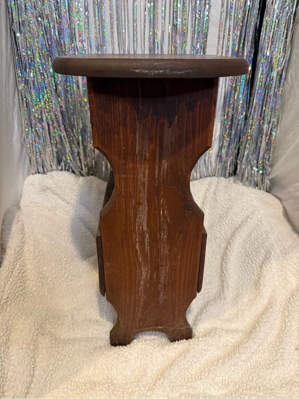 Rustic Wooden Side Table with Magazine Holder - Brown - Picture 8 of 12